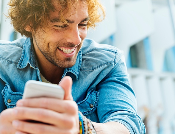 Man sharing attractive smile after makeover