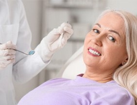 a patient undergoing a routine dental checkup