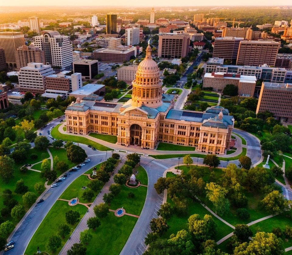 Aerial view of dental school campus