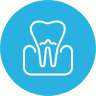 Animated tooth with gum tissue representing periodontal therapy