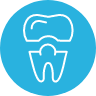 Animated tooth with dental crown representing restorative dentistry