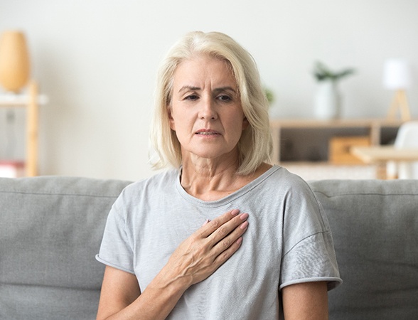 Woman with chest pain