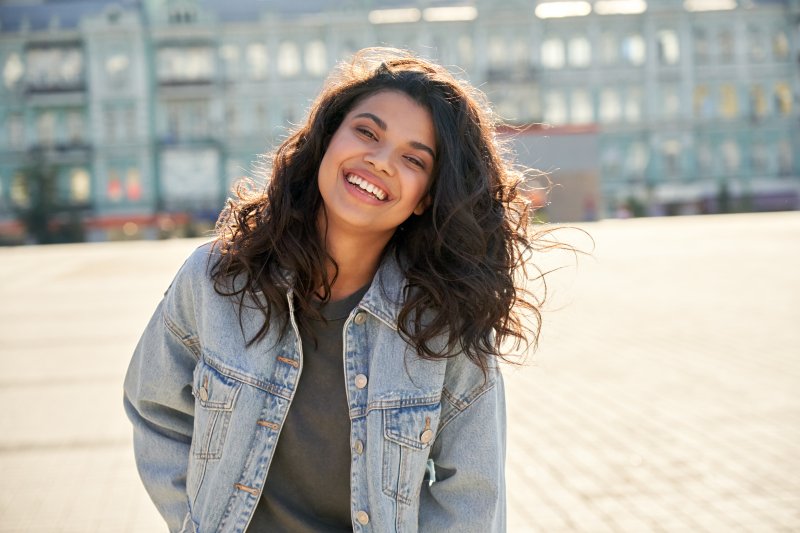 Teen smiles